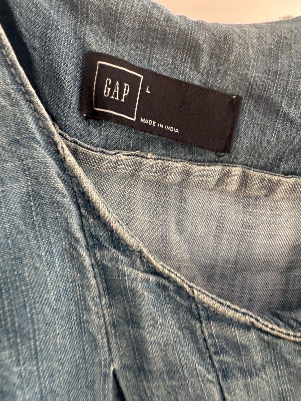 GAP Casual Light Blue Denim Tank Dress with Waist Tie - Picture 3 of 3